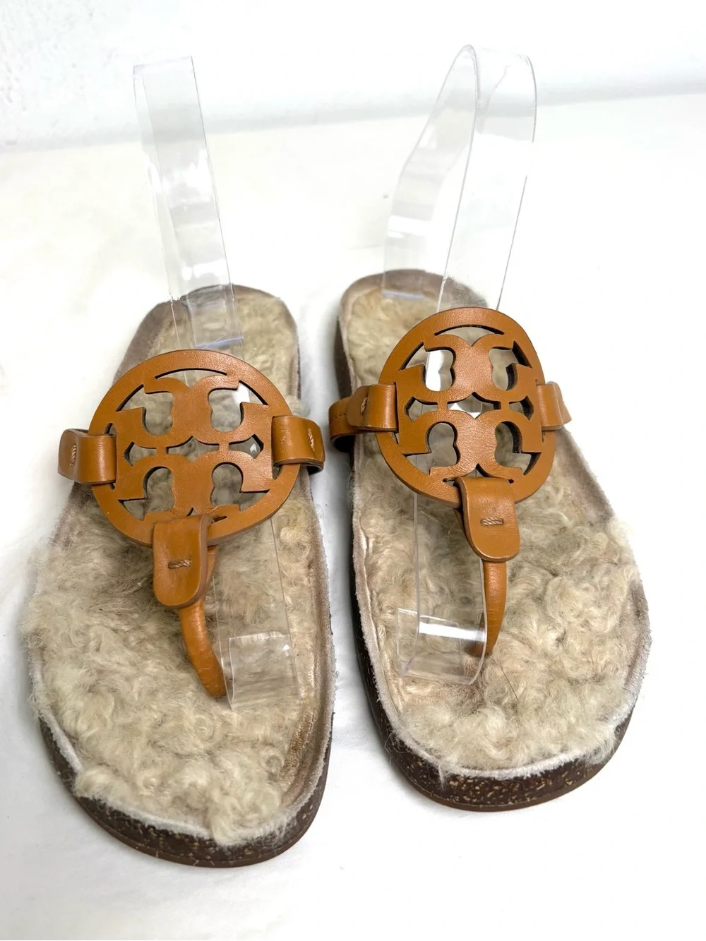 TORY BURCH Miller Cloud Shearling Leather Sandal Caramel/Buttermilk 6